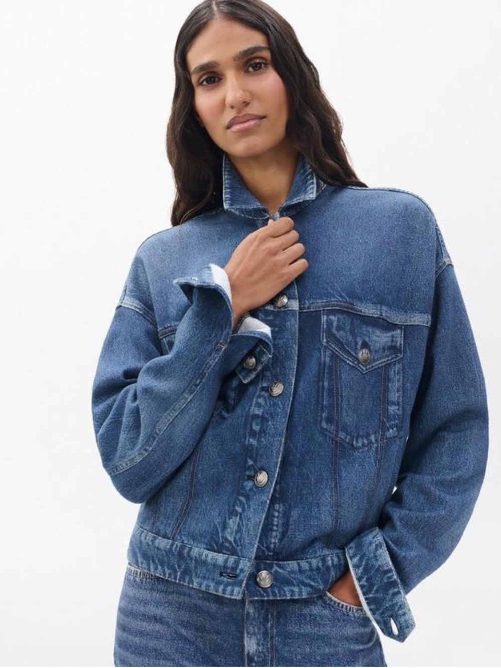Rag and Bone sz S Miramar Denim Trucker Jacket Cotton Terry Print in Almeda